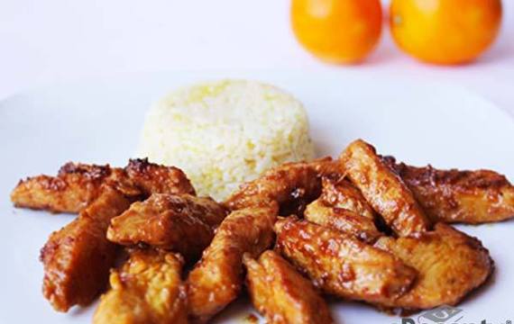 Pollo y arroz a la naranja
