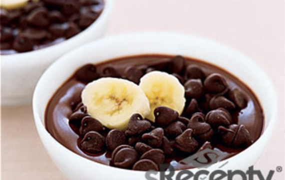 Pudding de chocolate con banana y galletas integrales